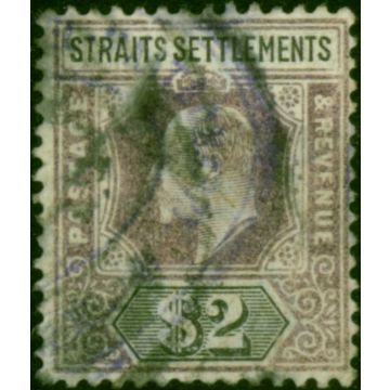 Straits Settlements 1902 $2 Dull Purple & Black SG120 Good Sound Used 