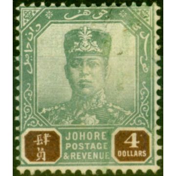 Johore 1904 $4 Green & Brown SG73 Fine Lightly Used 