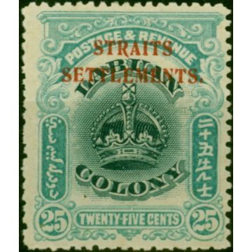 Straits Settlements 1907 25c Green & Greenish Blue SG149 Fine MM 