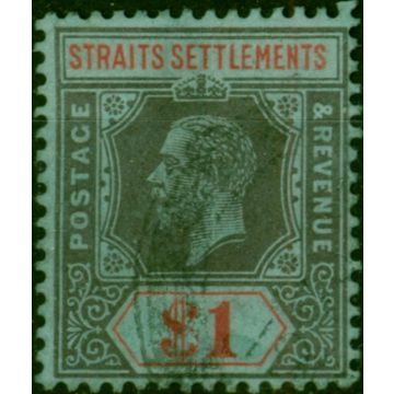 Straits Settlements 1914 $1 Black & Red-Blue SG210 Fine Used