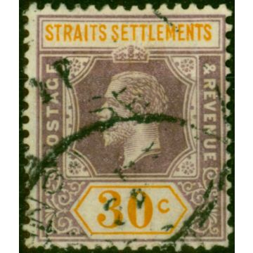 Straits Settlements 1921 50c Dull Purple & Orange SG235 Die I Fine Used 