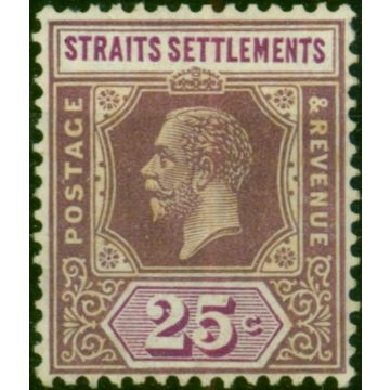Straits Settlements 1923 25c Dull Purple & Mauve SG234a Die II Type I Fine VLMM 