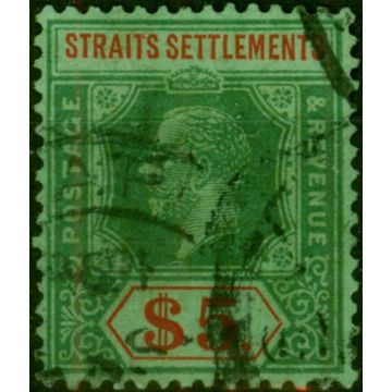 Straits Settlements 1926 $5 Green & Red-Green SG240a Fine Used (2)