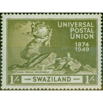 Swaziland 1949 1s Olive UPU SG51a 'A of CA Missing from Wmk' Fine VLMM