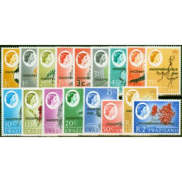 Rare Postage Stamp Swaziland 1968 Set of 17 SG142-158 Fine MM