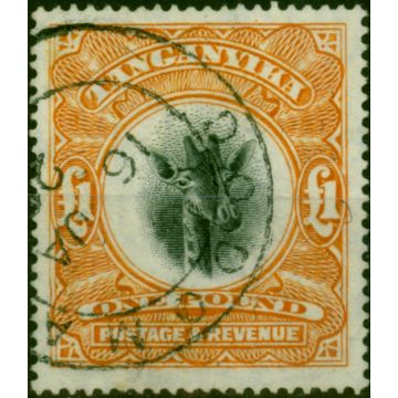 Tanganyika 1922 £1 Yellow-Orange SG88 V.F.U 'Madame Joseph' Cancel 
