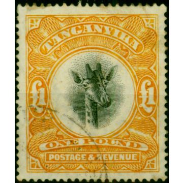 Tanganyika 1923 £1 Yellow-Orange SG88a Wmk Upright Fine Used 