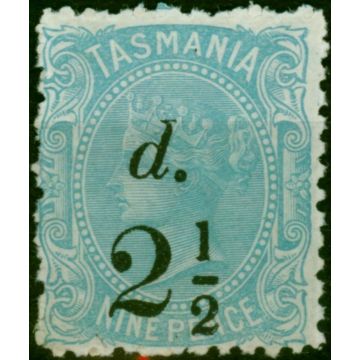 Tasmania 1891 2 1/2d on 9d Pale Blue SG169 Fine MNH 