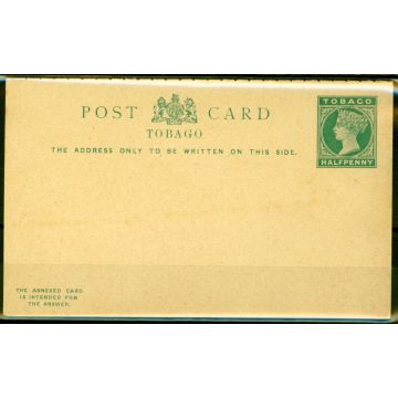 Tobago 1884 1/2d & 1/2d Postal Reply Postcard Fine & Fresh