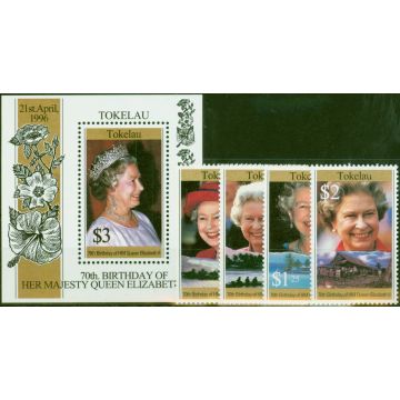 Tokelau 1996 QEII 70th Birthday Set of 5 SG240-MS244 V.F MNH 