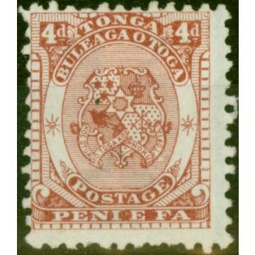 Tonga 1892 4d Chestnut SG12 Fine Unused