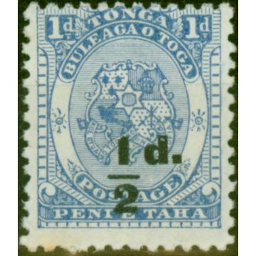 Tonga 1893 1/2d on 1d Dull Blue SG19 P.12 x 11.5 Fine MM (2)