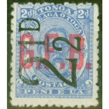 Tonga 1893 2 1/2d on 2d Ultramarine SG07 Fine Lightly Mtd Mint 