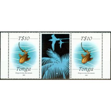 Tonga 1992 Imprint 10p Variegated Shark SG1017a V.F MNH Pair 