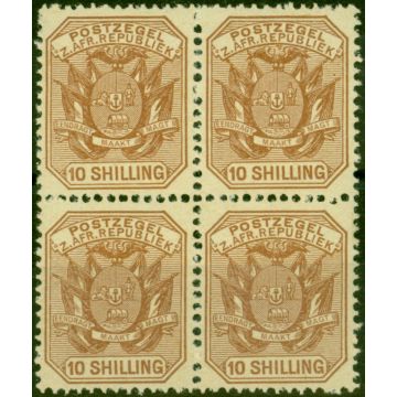 Transvaal 1896 10s Pale Chestnut SG212a Fine MNH Block of 4