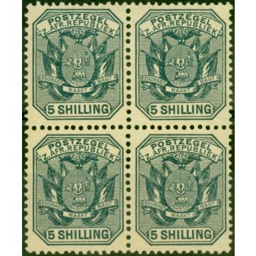 Transvaal 1896 5s Slate SG212 Fine MNH Block of 4