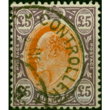 Transvaal 1903 £5 Orange-Brown & Violet SG259 Fine Used Telegraph Cancel Scarce 