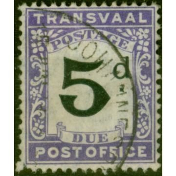 Transvaal 1907 5d Black & Violet SGD5 Fine Used