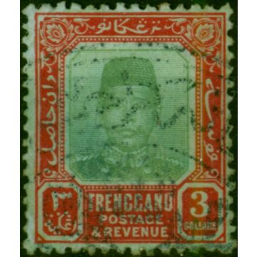 Trengganu 1915 $3 Green & Red-Green SG16 Fine Used 