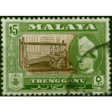 Trengganu 1957 $5 Brown & Bronze-Green SG99 Fine Used (3)