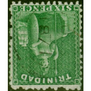 Trinidad 1863 6d Blue-Green SG72w Wmk Inverted Fine Used