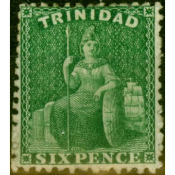 Trinidad 1863 6d Yellow-Green SG72b Fine Mtd Mint (2)