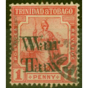 Trinidad & Tobago 1918 War Tax 1d Scarlet SG189a Opt Double Good Used