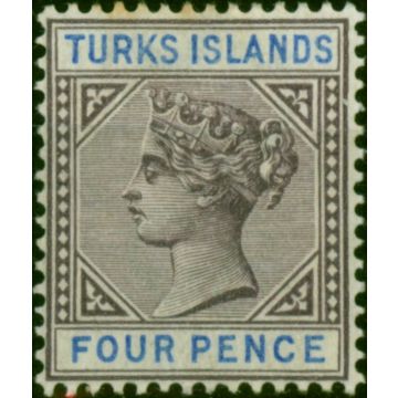 Turks Islands 1893 4d Dull Purple & Ultramarine SG71 Fine MM