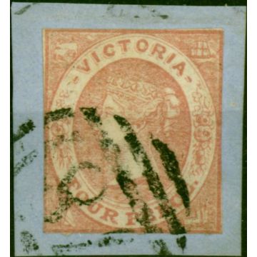 Victoria 1858 4d Rose-Pink SG65 Fine Used on Piece 