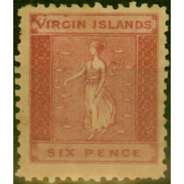 Virgin Islands 1866 6d Rose-Red SG7a 'Large V in Virgin' Fine MM
