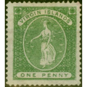 Virgin Islands 1878 1d Green SG22Var 'Paper Makers' Wmk WN of Crown Fine & Fresh Unused