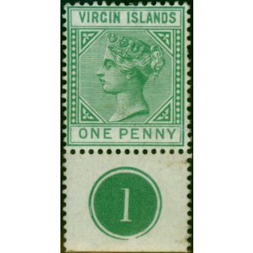 Virgin Islands 1880 1d Emerald Green SG24 Fine & Fresh LMM Pl 1 Marginal