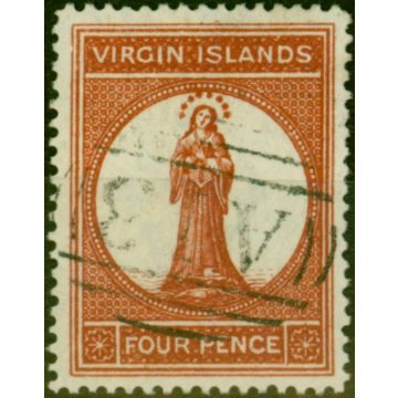 Virgin Islands 1887 4d Brown-Red SG37 V.F.U (2)