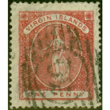 Virgin Islands 1889 1d Rose SG34 Fine Used Cancelled on Arrival in London