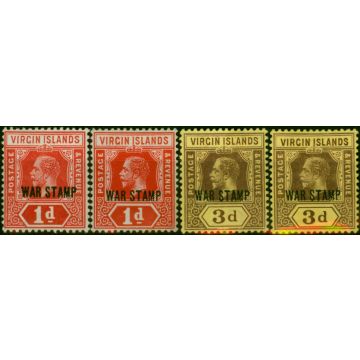 Virgin Islands 1916-19 War Stamp Set of 4 SG78, 78c, 79 & 79b Fine MM 