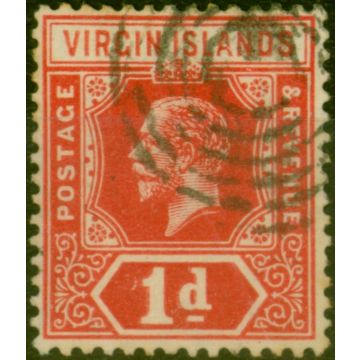 Virgin Islands 1919 1d Carmine-Red SG70c Cancelled on Receipt in D.W.I  4 Ring Cancel Rare