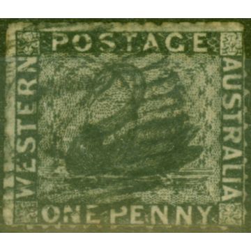 Western Australia 1854 1d Black SG2 Rouletted Fine Used Royal Certificate Scarce 