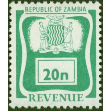 Zambia 1968 20n Green Revenue Stamp V.F MNH
