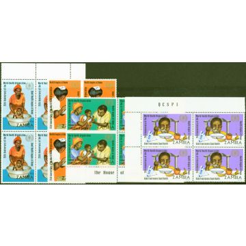 Zambia 1973 25th Anniversary W.H.O Set of 4 SG199-202 in Fine MNH Blocks of 4 