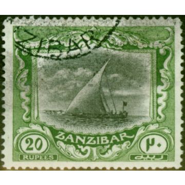 Zanzibar 1913 20R Black & Green SG260b Fine Used