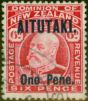 Old Postage Stamp Aitutaki 1911 6d Carmine SG11 V.F.U