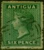 Rare Postage Stamp Antigua 1863 6d Dark Green SG9 Used Fine