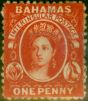 Old Postage Stamp Bahamas 1863 1d Red SG24 Good MM