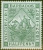 Collectible Postage Stamp from Barbados 1897 1/2d Dull Green SG117 Fine & Fresh Lightly Mtd Mint