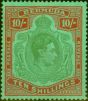 Valuable Postage Stamp from Bermuda 1943 10s Yellowish Green & Deep Carmine-Red Green SG119c Var Flaw Behind Head V.F MNH