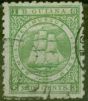 Rare Postage Stamp from British Guiana 1866 24c Yellow Green SG103 P.10 Fine Used