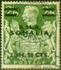 Old Postage Stamp from British Occu Somalia 1948 2s50c on 2s6d Yellow-Green SGS19 Fine Used (3)