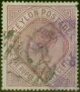 Valuable Postage Stamp Ceylon 1887 1R12 Dull Rose SG201aw Crown to Left of CC Good Used