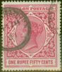 Collectible Postage Stamp from Ceylon 1899 1R50 Rose SG263 Fine Used