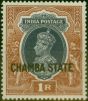 Old Postage Stamp Chamba 1938 1R Grey & Red-Brown SG94 Fine & Fresh MM